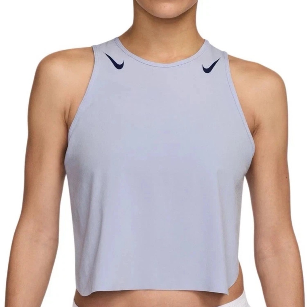 Nike running Cropped Athletic Tank with Swooshes
